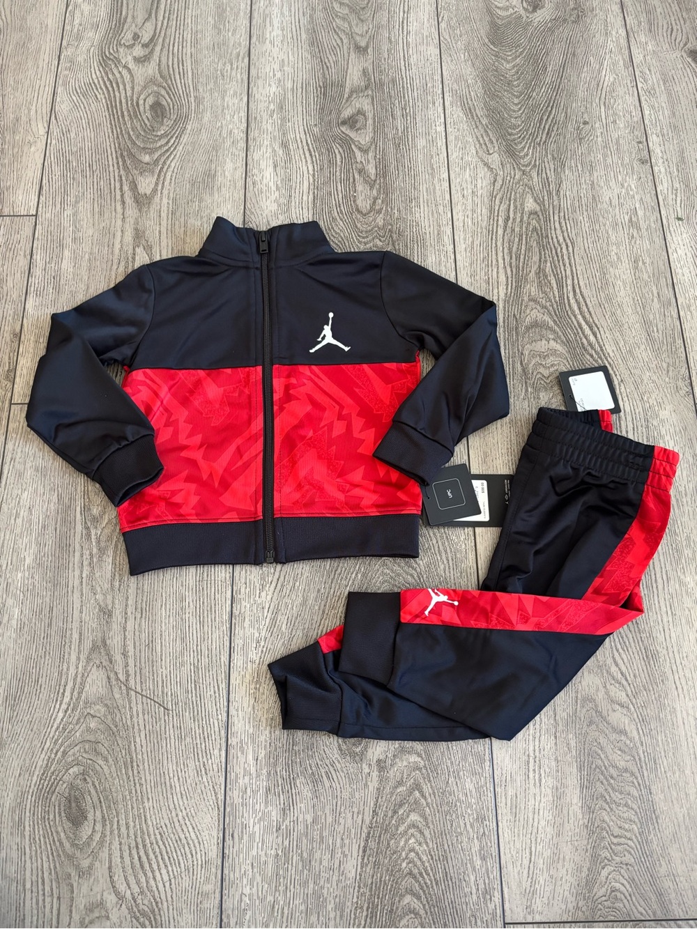 Jordan Kids Black and Red Track Joggers - Logo Athletic Bottoms